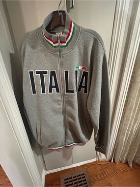 Italia Gray Track Jacket with Navy & Italian Flag Trim